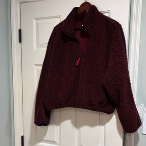 Old Navy Burgundy Cropped Fleece Sweater
